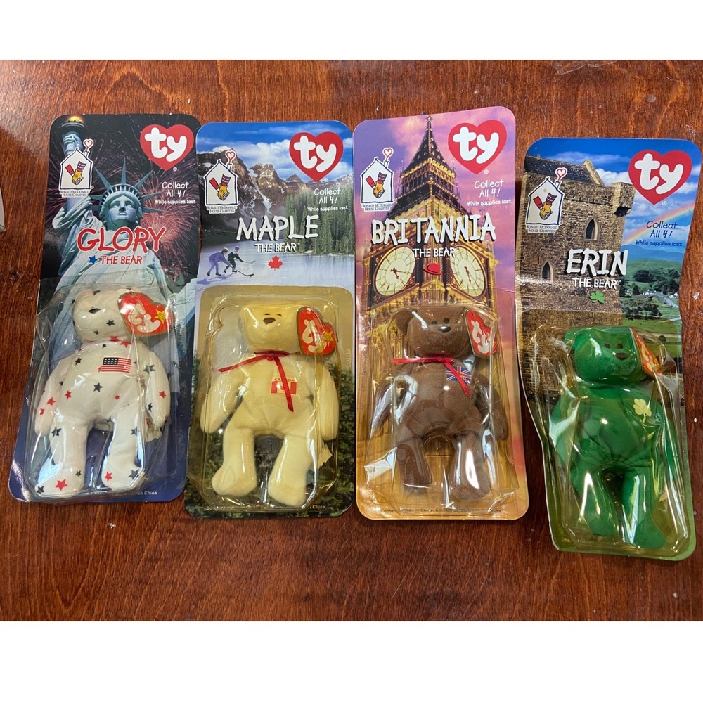 Ty McDonald's Teenie Beanie Babies International Bears Complete Set of 4 1999